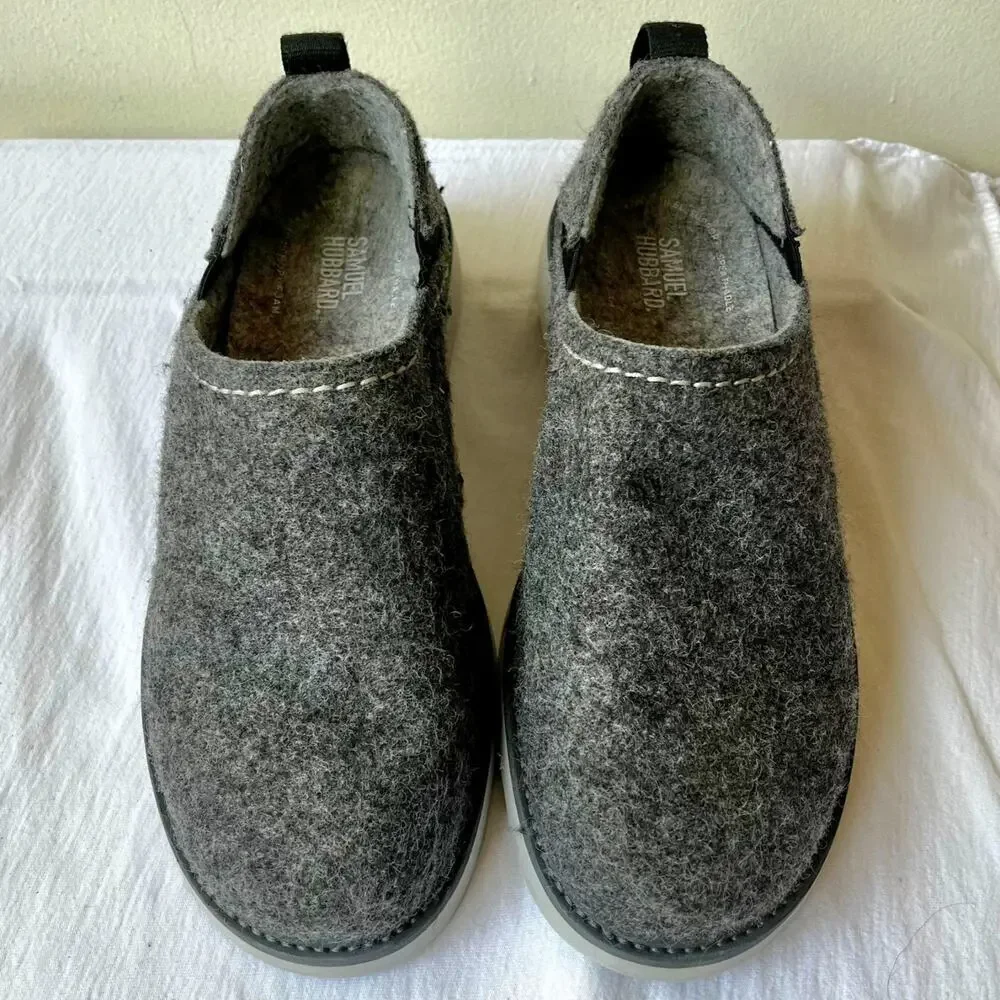 Samuel Hubbard Spring Back Men's Felt Slippers Shoes Charcoal Gray Size 9.5